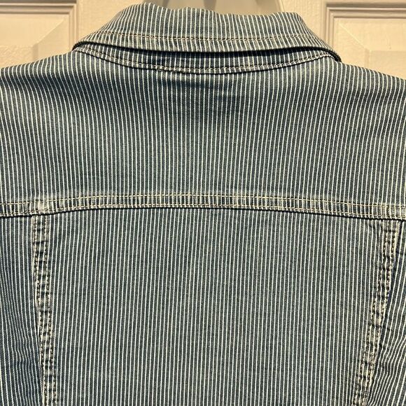 Nanette Lepore Blue/White Striped Denim Jacket Size Small - Picture 9 of 12